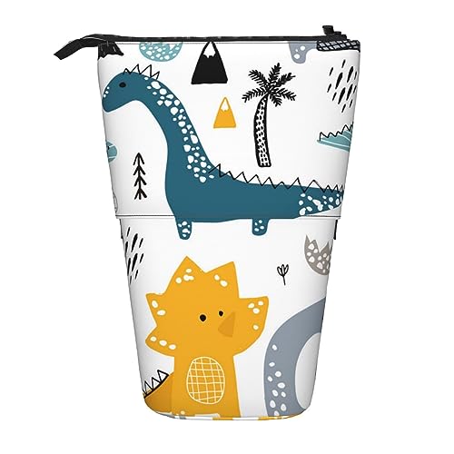 XVBCDFG Federmäppchen mit Cartoon-Dinosaurier-Druck, Stehendes Federmäppchen, Teleskop-Stifthalter, niedliches Federmäppchen, Pop-Up-Bleistiftbox, Kosmetiktasche für Damen und Herren, siehe abbildung, von XVBCDFG