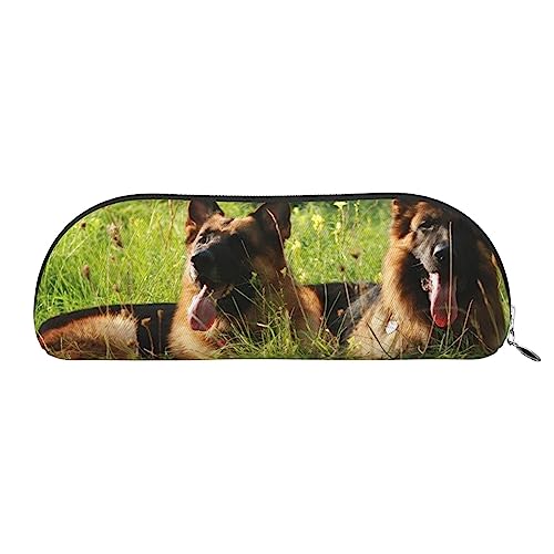 XVBCDFG Federmäppchen mit Motiv Deutscher Schäferhund, bedruckt, Stand-Up-Bleistift-Beutel, kleiner Stiftehalter, Schreibwaren-Organizer, Make-up-Tasche mit Reißverschluss, silber, Einheitsgröße, von XVBCDFG