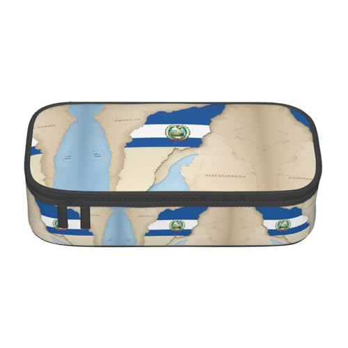 XVBCDFG Federmäppchen mit Nicaragua-Flagge, Map04, großes Fassungsvermögen, ästhetischer Schreibwaren-Organizer mit Reißverschluss, Siehe Abbildung, Einheitsgröße, Federmäppchen von XVBCDFG