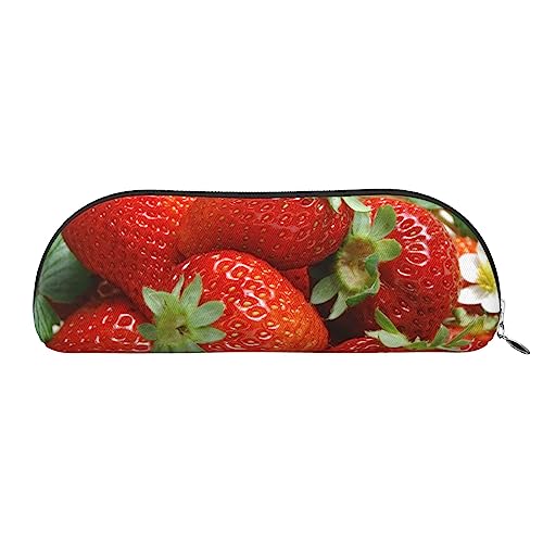 XVBCDFG Federmäppchen mit Obst-Erdbeer-Motiv, Stand-Up-Bleistift-Beutel, kleiner Bleistift-Halter-Etui, Schreibwaren-Organizer, Make-up-Tasche mit Reißverschluss, silber, Einheitsgröße, von XVBCDFG