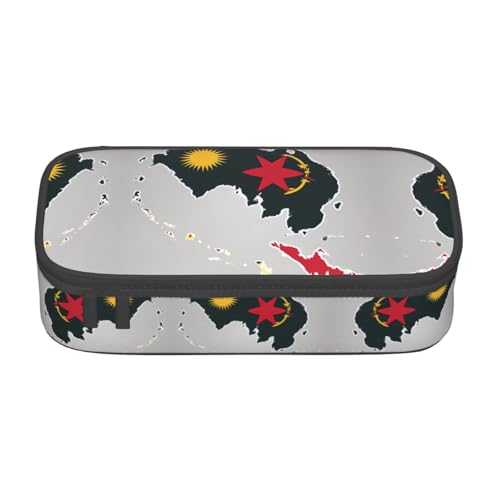 XVBCDFG Federmäppchen mit Papua-Neuguinea-Flagge, Map01, großes Fassungsvermögen, ästhetischer Schreibwaren-Organizer mit Reißverschluss, Siehe Abbildung, Einheitsgröße, Federmäppchen von XVBCDFG