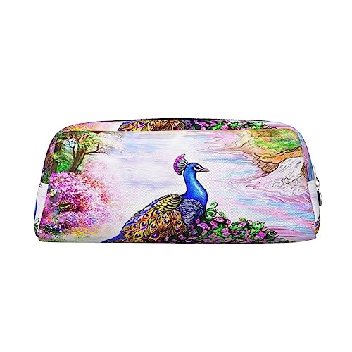 XVBCDFG Federmäppchen mit Pfauen-Motiv, Stand-Up-Bleistift-Beutel, kleiner Bleistift-Halter-Etui, Schreibwaren-Organizer, Make-up-Tasche mit Reißverschluss, silber, Einheitsgröße, Taschen-Organizer von XVBCDFG