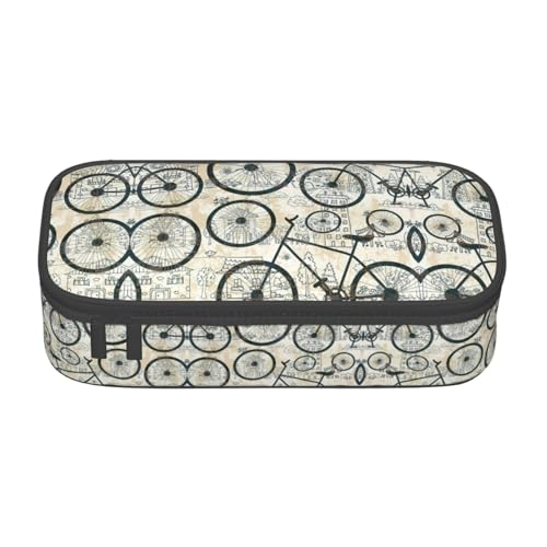 XVBCDFG Federmäppchen mit Retro-Fahrraddruck, großes Fassungsvermögen, ästhetischer Schreibwaren-Organizer mit Reißverschluss, Siehe Abbildung, Einheitsgröße, Federmäppchen von XVBCDFG