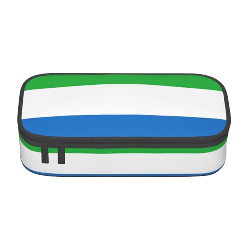 XVBCDFG Federmäppchen mit Sierra-Leone-Flaggen-Druck, großes Fassungsvermögen, ästhetischer Schreibwaren-Organizer mit Reißverschluss, Siehe Abbildung, Einheitsgröße, Federmäppchen von XVBCDFG