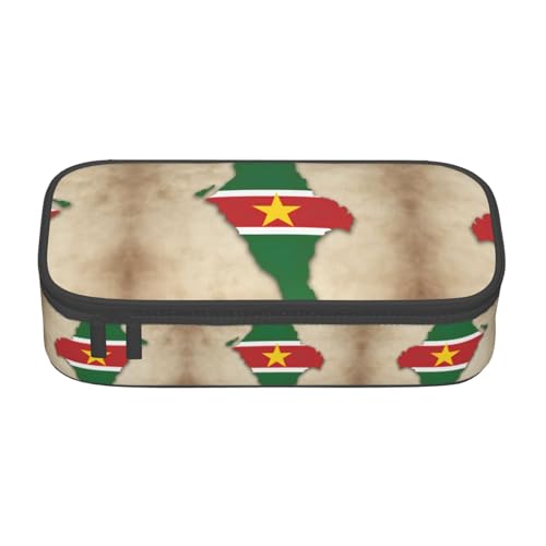 XVBCDFG Federmäppchen mit Suriname-Flagge, Map04, großes Fassungsvermögen, ästhetischer Schreibwaren-Organizer mit Reißverschluss, Siehe Abbildung, Einheitsgröße, Federmäppchen von XVBCDFG