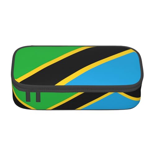 XVBCDFG Federmäppchen mit Tansania-Flagge, großes Fassungsvermögen, ästhetischer Schreibwaren-Organizer mit Reißverschluss, Siehe Abbildung, Einheitsgröße, Federmäppchen von XVBCDFG