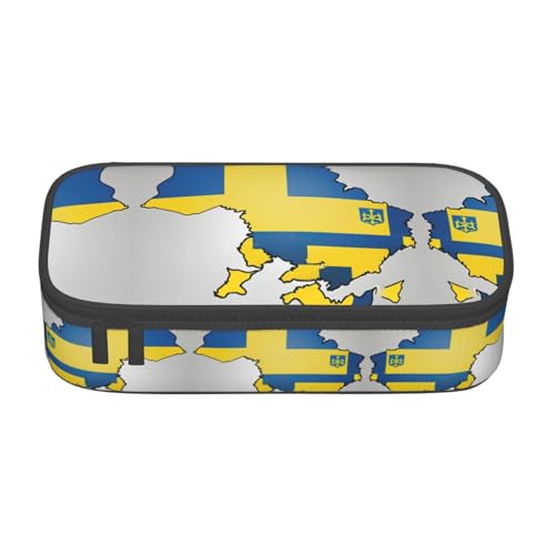 XVBCDFG Federmäppchen mit Ukraine-Flagge, großes Fassungsvermögen, ästhetischer Schreibwaren-Organizer mit Reißverschluss, schwarz, RXZER23, Siehe Abbildung, Einheitsgröße, Federmäppchen von XVBCDFG