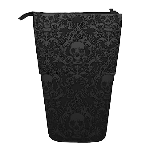 XVBCDFG Federmäppchen mit Vögeln und Blumen, stehend, Stiftebox, Teleskop, Stiftehalter, Federmäppchen, Organizer, Make-up-Tasche, Gothic-Totenkopf-Muster, Einheitsgröße, Federmäppchen von XVBCDFG