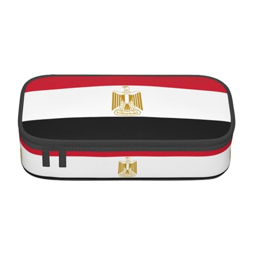 XVBCDFG Federmäppchen mit ägyptischer Flagge, großes Fassungsvermögen, ästhetischer Schreibwaren-Organizer mit Reißverschluss, Siehe Abbildung, Einheitsgröße, Federmäppchen von XVBCDFG