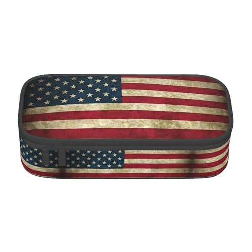 XVBCDFG Federmäppchen mit amerikanischer Flagge, großes Fassungsvermögen, ästhetischer Schreibwaren-Organizer mit Reißverschluss, Siehe Abbildung, Einheitsgröße, Federmäppchen von XVBCDFG
