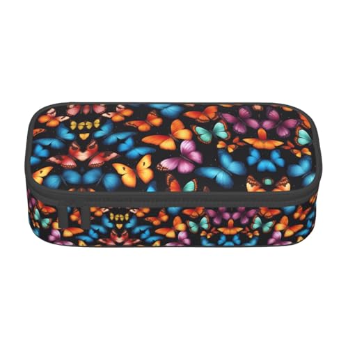 XVBCDFG Federmäppchen mit buntem Schmetterlings-Aufdruck, großes Fassungsvermögen, ästhetischer Schreibwaren-Organizer mit Reißverschluss, Siehe Abbildung, Einheitsgröße, Federmäppchen von XVBCDFG