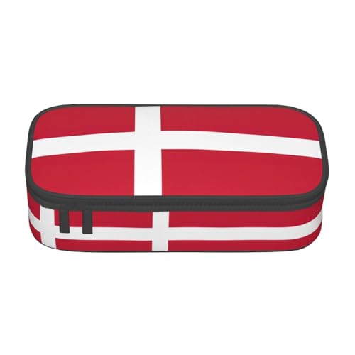 XVBCDFG Federmäppchen mit dänischer Flagge, großes Fassungsvermögen, ästhetischer Schreibwaren-Organizer mit Reißverschluss, Siehe Abbildung, Einheitsgröße, Federmäppchen von XVBCDFG