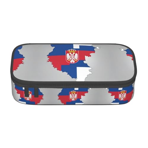 XVBCDFG Federmäppchen mit flacher Flagge, Motiv: Serbien, großes Fassungsvermögen, ästhetischer Schreibwaren-Organizer mit Reißverschluss, Siehe Abbildung, Einheitsgröße, Federmäppchen von XVBCDFG