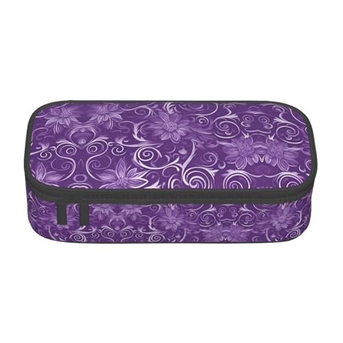 XVBCDFG Federmäppchen mit floralem Efeu-Druck, großes Fassungsvermögen, ästhetischer Schreibwaren-Organizer mit Reißverschluss, Siehe Abbildung, Einheitsgröße, Federmäppchen von XVBCDFG