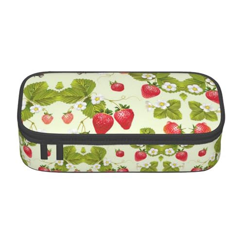 XVBCDFG Federmäppchen mit hübschem Erdbeerdruck, großes Fassungsvermögen, ästhetischer Schreibwaren-Organizer mit Reißverschluss, Siehe Abbildung, Einheitsgröße, Federmäppchen von XVBCDFG