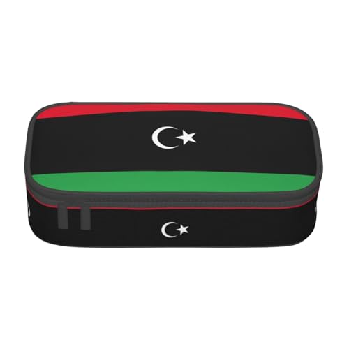 XVBCDFG Federmäppchen mit libyscher Flagge, großes Fassungsvermögen, ästhetischer Schreibwaren-Organizer mit Reißverschluss, Siehe Abbildung, Einheitsgröße, Federmäppchen von XVBCDFG