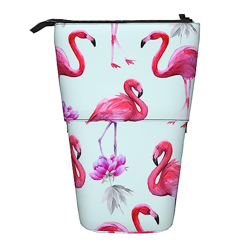 XVBCDFG Federmäppchen mit pinken Flamingos, bedruckt, Teleskoptasche, Stehender Stiftehalter, Make-up-Tasche, Kosmetik-Organizer, Tasche, Box, Unisex, siehe abbildung, Einheitsgröße, Federmäppchen von XVBCDFG