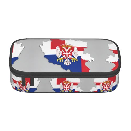 XVBCDFG Federmäppchen mit serbischer Flagge, großes Fassungsvermögen, ästhetischer Schreibwaren-Organizer mit Reißverschluss, Siehe Abbildung, Einheitsgröße, Federmäppchen von XVBCDFG