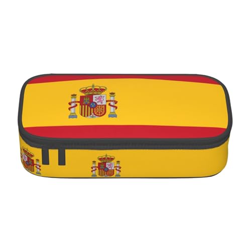 XVBCDFG Federmäppchen mit spanischer Flagge, großes Fassungsvermögen, ästhetischer Schreibwaren-Organizer mit Reißverschluss, Siehe Abbildung, Einheitsgröße, Federmäppchen von XVBCDFG