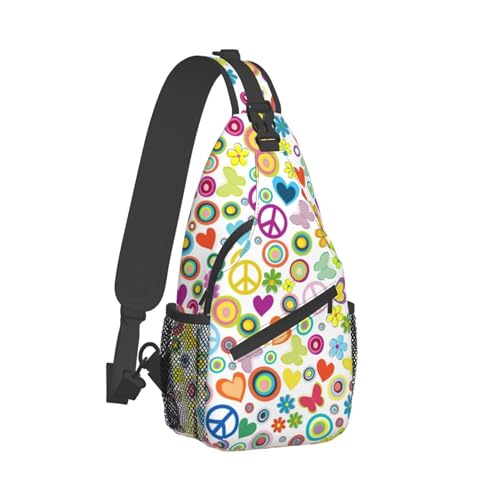 XVBCDFG Flower Power Marine Whale Sling Umhängetasche Brusttasche für Männer Frauen Crossbody Rucksack Daypack, siehe abbildung, Einheitsgröße von XVBCDFG