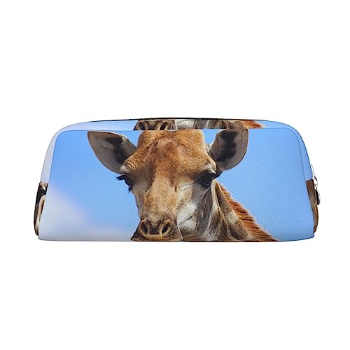 XVBCDFG Giraffe Printed Pencil Case Stand Up Pencil Pouch Small Pencil Holder Case Stationery Organizer Makeup Bag with Zipper Closure, silber, Einheitsgröße, Taschen-Organizer von XVBCDFG