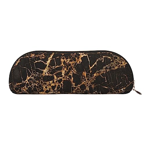 XVBCDFG Golden Marble Printed Pencil Case Stand Up Pencil Pouch Small Pencil Holder Case Stationery Organizer Makeup Bag with Zipper Closure, gold, Einheitsgröße, Taschen-Organizer von XVBCDFG