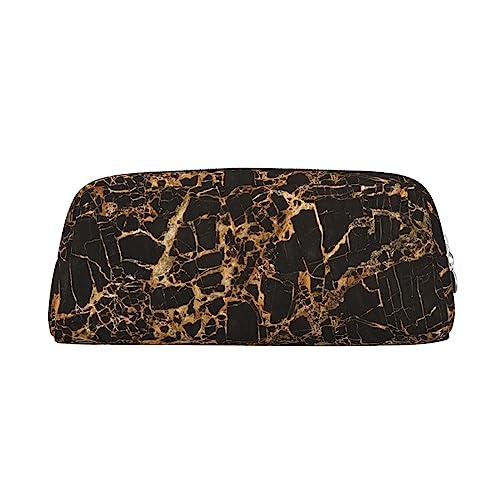 XVBCDFG Golden Marble Printed Pencil Case Stand Up Pencil Pouch Small Pencil Holder Case Stationery Organizer Makeup Bag with Zipper Closure, silber, Einheitsgröße, Taschen-Organizer von XVBCDFG