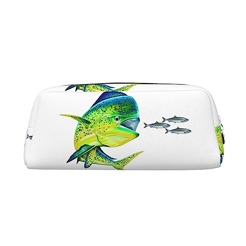 XVBCDFG Grüner Fisch Gedruckt Bleistift Fall Stand Up Bleistift Beutel Kleine Bleistifthalter Fall Schreibwaren Organizer Make-up Tasche mit Reißverschluss, silber, Einheitsgröße, Taschen-Organizer von XVBCDFG