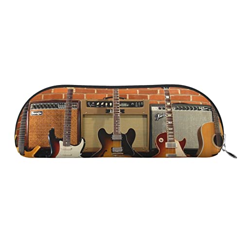 XVBCDFG Guitar Collection Bedrucktes Federmäppchen Stand Up Pencil Pouch Kleine Bleistifthalter Fall Schreibwaren Organizer Make-up-Tasche mit Reißverschluss, silber, Einheitsgröße, Taschen-Organizer von XVBCDFG