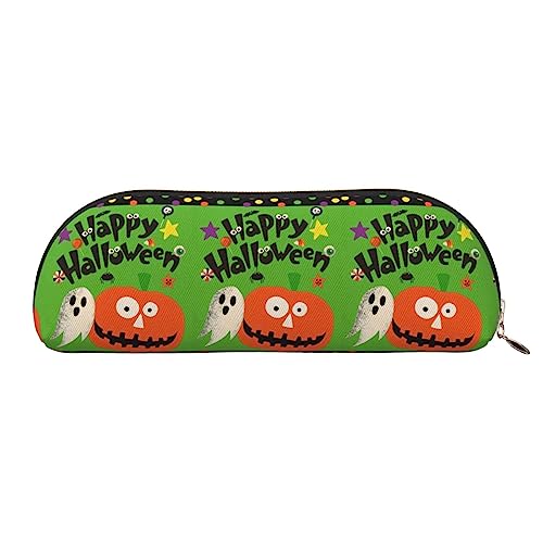 XVBCDFG Happy Halloween Bedrucktes Federmäppchen Stand Up Pencil Pouch Kleine Bleistifthalter Fall Schreibwaren Organizer Make-up-Tasche mit Reißverschluss, gold, Einheitsgröße, Taschen-Organizer von XVBCDFG