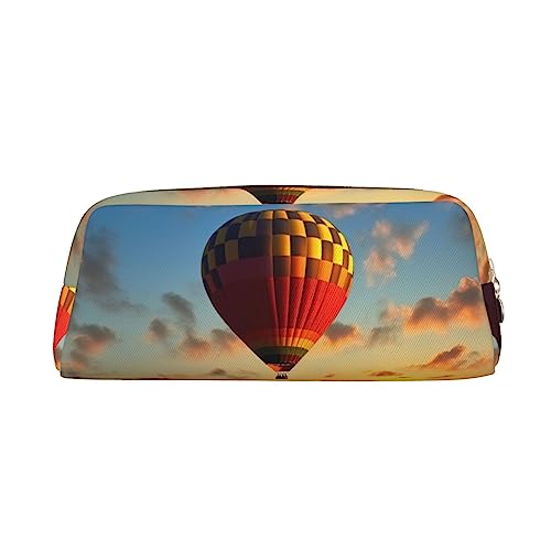 XVBCDFG Heißluftballon Sonnenuntergang gedruckt Bleistift Fall Stand Up Bleistift Beutel Kleine Bleistifthalter Fall Schreibwaren Organizer Make-up Tasche mit Reißverschluss, gold, Einheitsgröße, von XVBCDFG