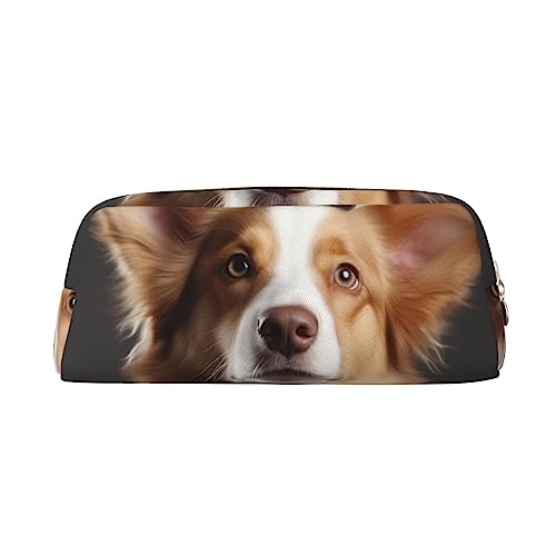 XVBCDFG Hund Gedruckt Bleistift Fall Stand Up Bleistift Beutel Kleine Bleistift Halter Fall Schreibwaren Organizer Make-up Tasche mit Reißverschluss, gold, Einheitsgröße, Taschen-Organizer von XVBCDFG