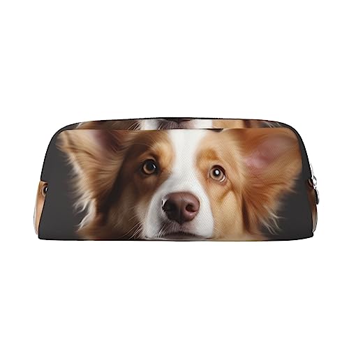 XVBCDFG Hund Gedruckt Bleistift Fall Stand Up Bleistift Beutel Kleine Bleistift Halter Fall Schreibwaren Organizer Make-up Tasche mit Reißverschluss, silber, Einheitsgröße, Taschen-Organizer von XVBCDFG