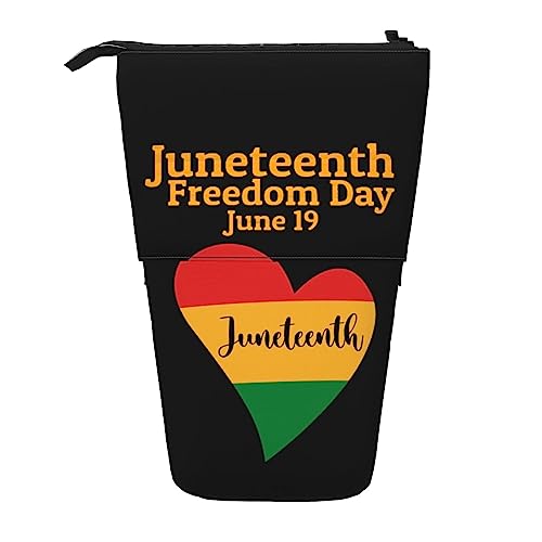 XVBCDFG Juneteenth Freedom Day African American Standing Pencil Case, Cute Pencil Pouch Large Capacity Pen Case Portable Pencil Bag for Women Men, siehe abbildung, Einheitsgröße, Federmäppchen von XVBCDFG