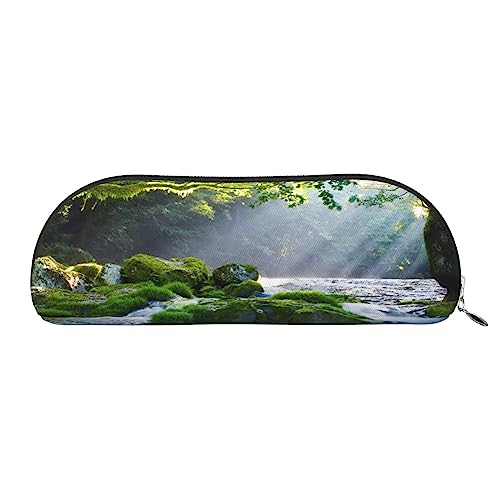 XVBCDFG Jungle Misty Mountains Bedrucktes Federmäppchen Stehende Bleistifttasche Kleine Bleistifthalter Fall Schreibwaren Organizer Make-up-Tasche mit Reißverschluss, silber, Einheitsgröße, von XVBCDFG