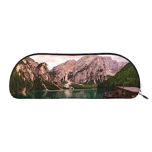 XVBCDFG Lake and Wood Cottage Bedrucktes Federmäppchen Stehende Bleistifttasche Kleine Bleistifthalter Fall Schreibwaren Organizer Make-up-Tasche mit Reißverschluss, silber, Einheitsgröße, von XVBCDFG