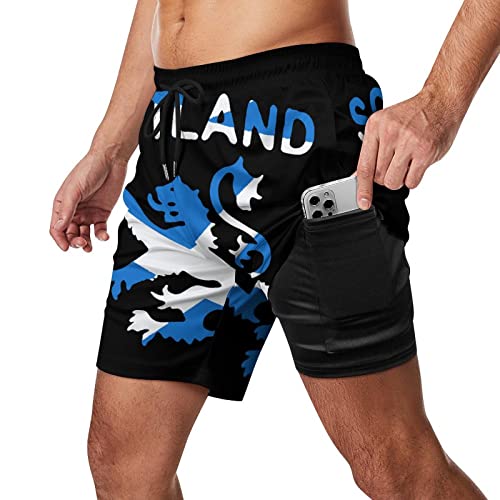 XVBCDFG Lion Rampant Schottland Schottische Herren Badehose mit Kompressionsfutter Stretch Shorts für Surfen Strand Badeanzug Sport, Siehe Abbildung, XL von XVBCDFG