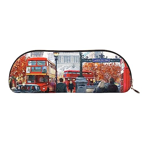 XVBCDFG London Impression Bedrucktes Federmäppchen Stand Up Pencil Pouch Kleine Bleistifthalter Fall Schreibwaren Organizer Make-up-Tasche mit Reißverschluss, gold, Einheitsgröße, Taschen-Organizer von XVBCDFG