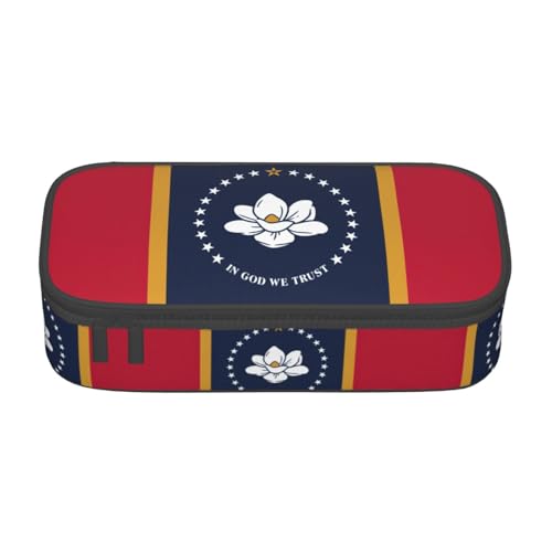 XVBCDFG Mississippi Federmäppchen mit Staatsflagge, großes Fassungsvermögen, ästhetischer Schreibwaren-Organizer mit Reißverschluss, Siehe Abbildung, Einheitsgröße, Federmäppchen von XVBCDFG