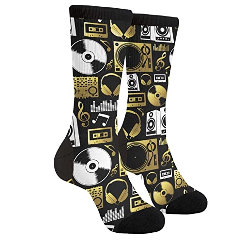 XVBCDFG Musik-Socken, DJ-Socken, lustige Crew-Socken für Männer und Frauen, Musik DJ, One size von XVBCDFG