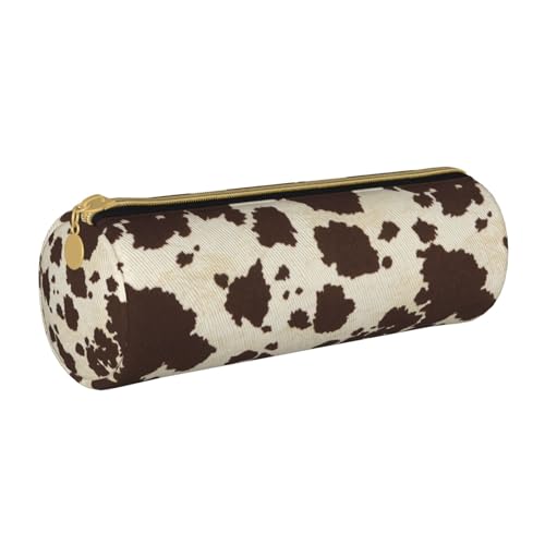 XVBCDFG Niedliches Baby-Fuchs-Leder-Federmäppchen mit Reißverschluss, für Stifte, Make-up, Kosmetik, Schreibwaren, Tasche für Schule, Arbeit, Büro, Kuhmuster, Einheitsgröße, Federmäppchen von XVBCDFG