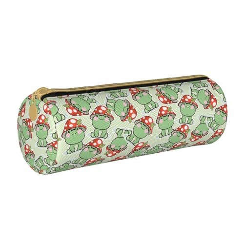 XVBCDFG Niedliches Baby-Fuchs-Leder-Federmäppchen mit Reißverschluss, für Stifte, Make-up, Kosmetik, Schreibwaren, Tasche für Schule, Arbeit, Büro, Niedliches Froschmuster, Einheitsgröße, von XVBCDFG