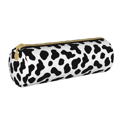 XVBCDFG Niedliches Baby-Fuchs-Leder-Federmäppchen mit Reißverschluss, für Stifte, Make-up, Kosmetik, Schreibwaren, Tasche für Schule, Arbeit, Büro, Schwarz-weißer Kuhdruck, Einheitsgröße, von XVBCDFG