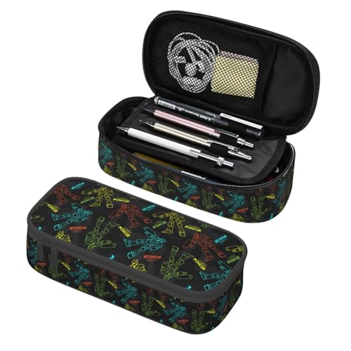 XVBCDFG Niedliches Pandas-Federmäppchen, großes Fassungsvermögen, mehrere Fächer, Schreibwarenbox, Stifteetui, Schreibtisch-Organizer für Schule, Büro, Zuhause, Robotic Warrior #01, Einheitsgröße, von XVBCDFG