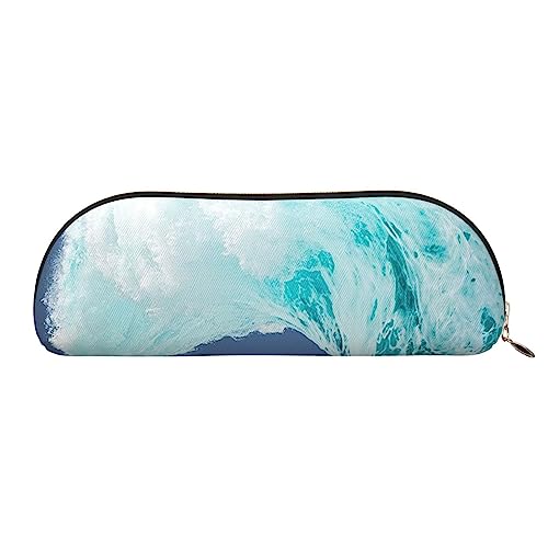 XVBCDFG Ocean Wave Printed Pencil Case Stand Up Pencil Pouch Small Pencil Holder Case Stationery Organizer Makeup Bag with Zipper Closure, gold, Einheitsgröße, Taschen-Organizer von XVBCDFG