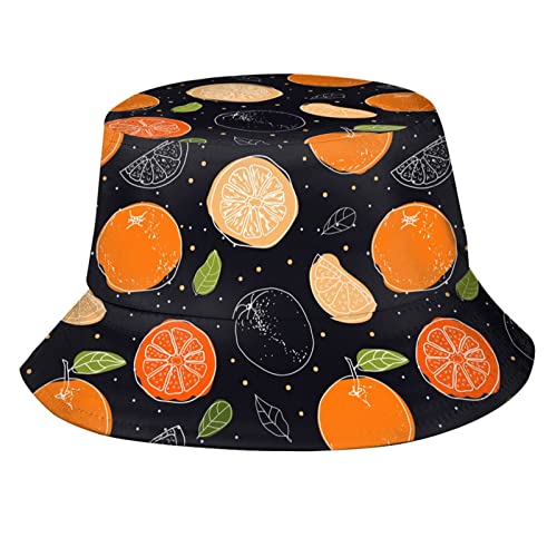 XVBCDFG Orange Fruits Bucket Hat Fischerhut Strand Reise Sonnenhut Outdoor Kappe für Unisex Herren Damen, Orangenfrüchte, One size von XVBCDFG