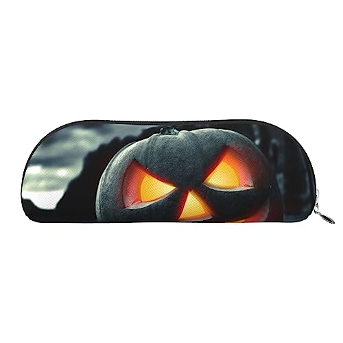 XVBCDFG Pumpkin Lantern Printed Pencil Case Stand Up Pencil Pouch Small Pencil Holder Case Stationery Organizer Makeup Bag with Zipper Closure, silber, Einheitsgröße, Taschen-Organizer von XVBCDFG