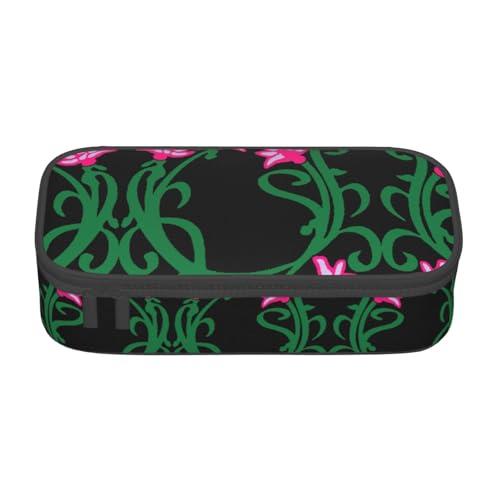 XVBCDFG RXZER23 Federmäppchen mit Lotusblumen-Namaste-Druck, großes Fassungsvermögen, ästhetischer Schreibwaren-Organizer mit Reißverschluss, Schwarz, Siehe Abbildung, Einheitsgröße, Federmäppchen von XVBCDFG