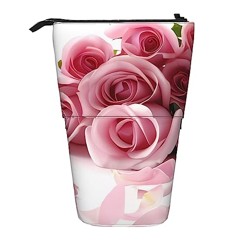 XVBCDFG Rose Pencil Case Stand Up Pencil Pouch Cute Telescopic Pencil Holder Case Makeup Bag for Office, siehe abbildung, Einheitsgröße, Federmäppchen von XVBCDFG