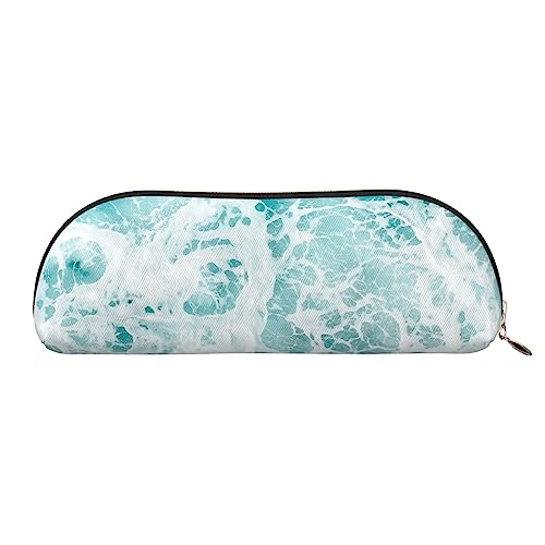 XVBCDFG Sea Water Printed Pencil Case Stand Up Pencil Pouch Small Pencil Holder Case Stationery Organizer Makeup Bag with Zipper Closure, gold, Einheitsgröße, Taschen-Organizer von XVBCDFG